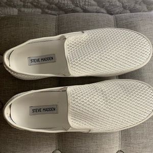 Steve Madden white slip-on sneakers.  Brand new!